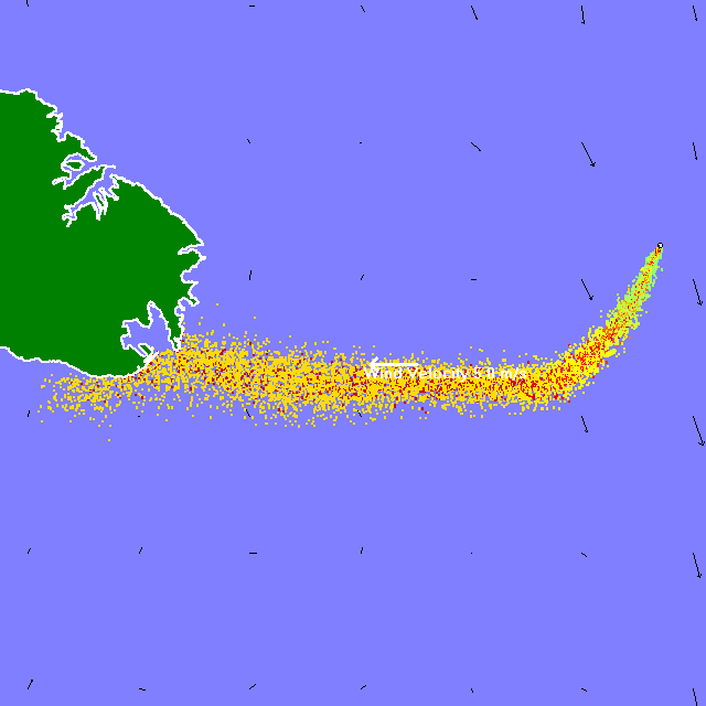 Oil spill scenario east of Malta